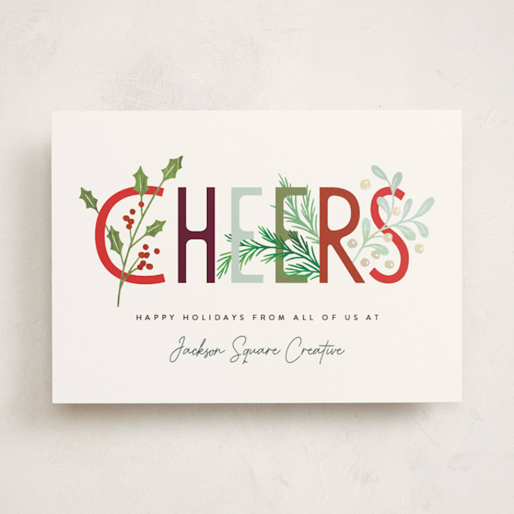 "Simple Cheers" - Holiday Cards in Fern by Alethea and Ruth - Front