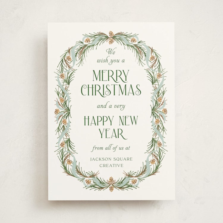 "Pine Border" - Holiday Cards in Frost by Paper Sun Studio - Front