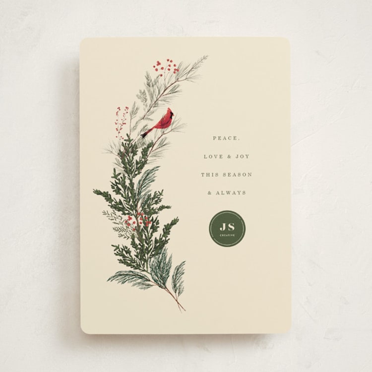"Cardinal" - Holiday Cards in Spruce by Baumbirdy - Front