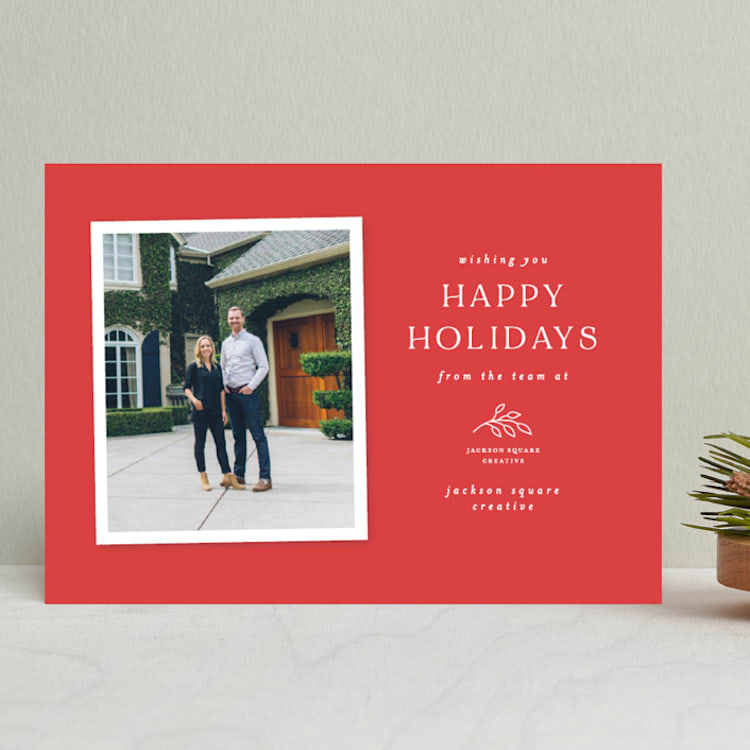 "Holiday Simplicity" - Holiday Cards in Cranberry by Jen Banks - Front