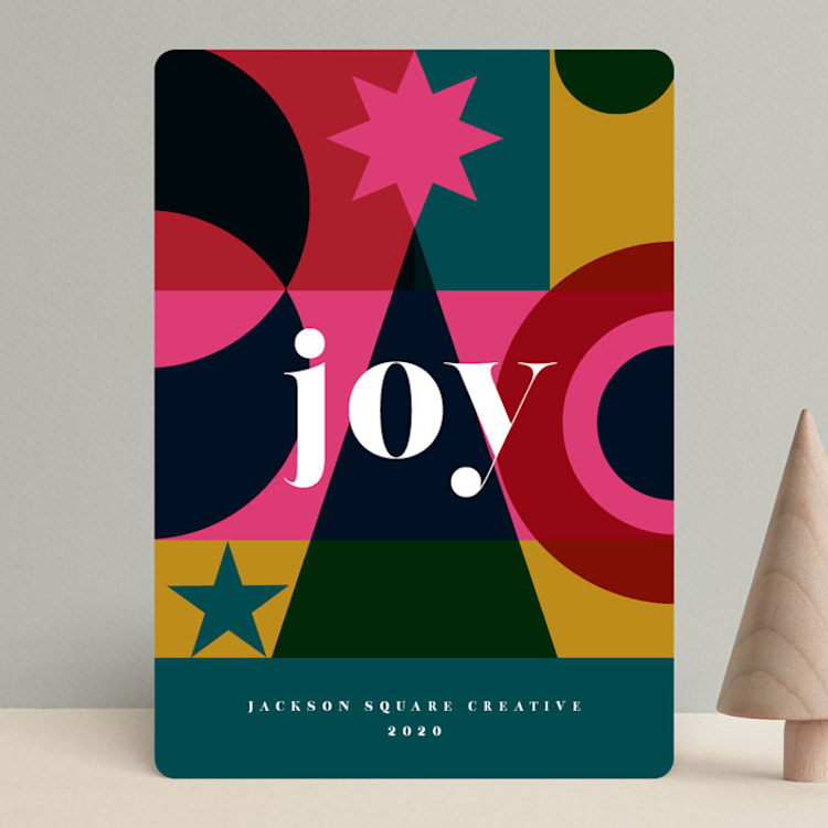 "Colorful Joy" - Holiday Cards in Teal by Olivia Raufman - Front