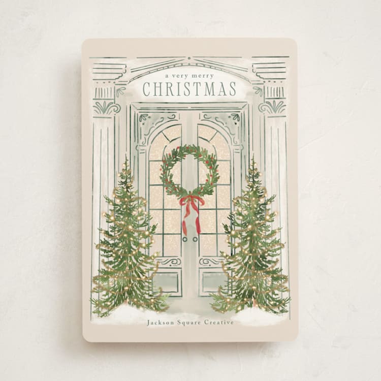 "Open the Door" - Holiday Cards in Ivory by Petra Kern - Front
