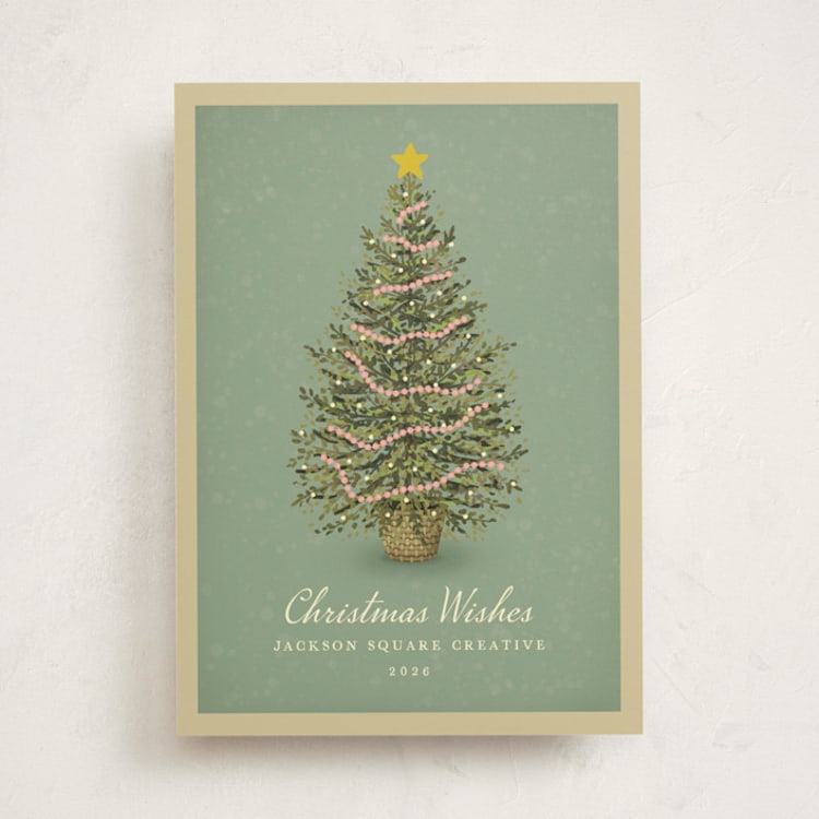 "The Vintage Tree" - Holiday Cards in Evergreen by Paola Benenati - Front