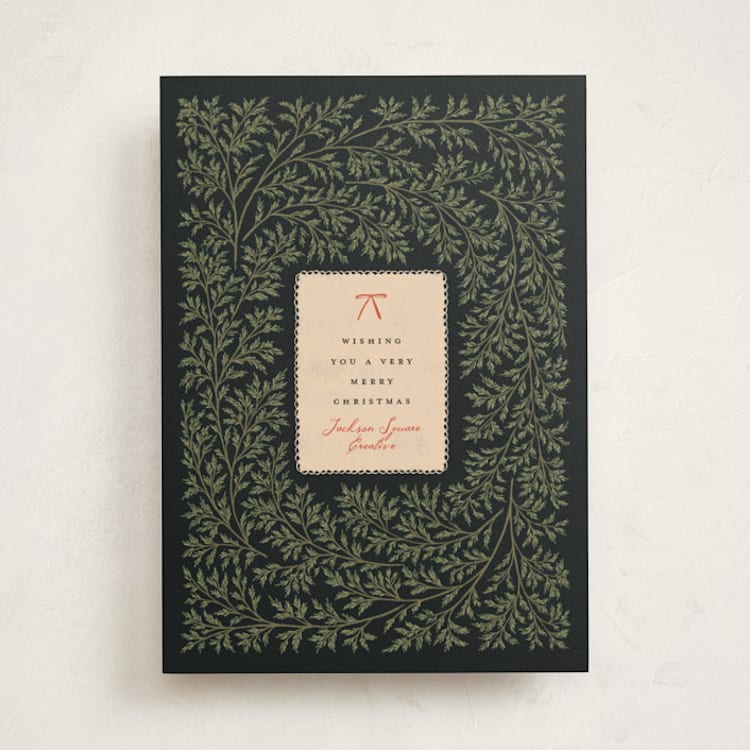 "Mini Bow" - Holiday Cards in Charcoal by Leah Bisch - Front