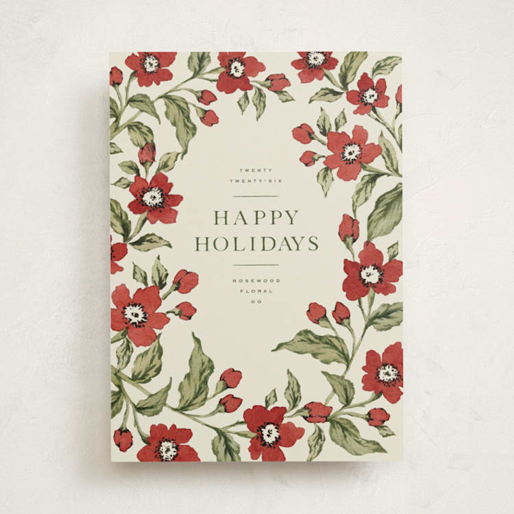 "Winter Garden" - Holiday Cards in Poinsettia by Wildfield Paper Co - Front