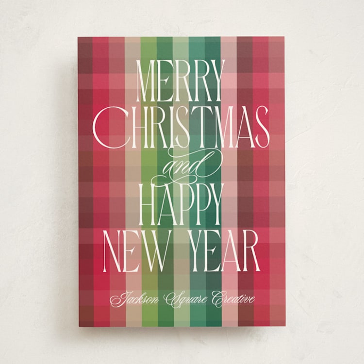 "Holiday Flannel" - Holiday Cards in Cranberry by Kacey Kendrick Wagner - Front