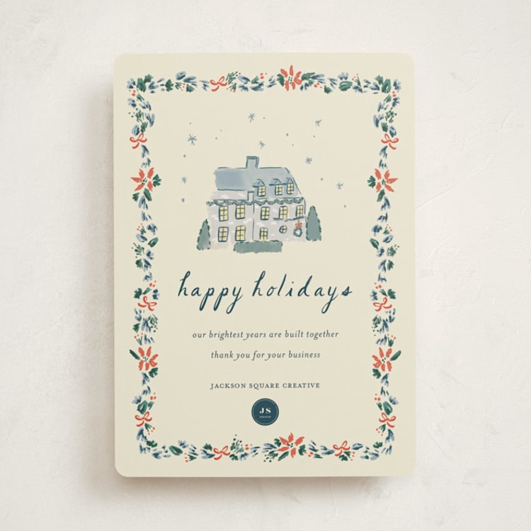 "Brighton House" - Holiday Cards in Blue Spruce by Sarah Rosenthal - Front