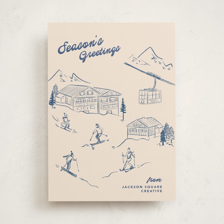 "Vintage Ski trip" - Holiday Cards in BlueJay by Creo Study - Front