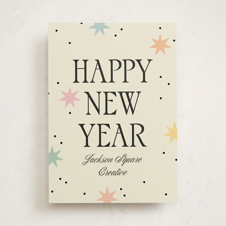"New Year Stars" - Holiday Cards in Cream by Robert and Stella - Front
