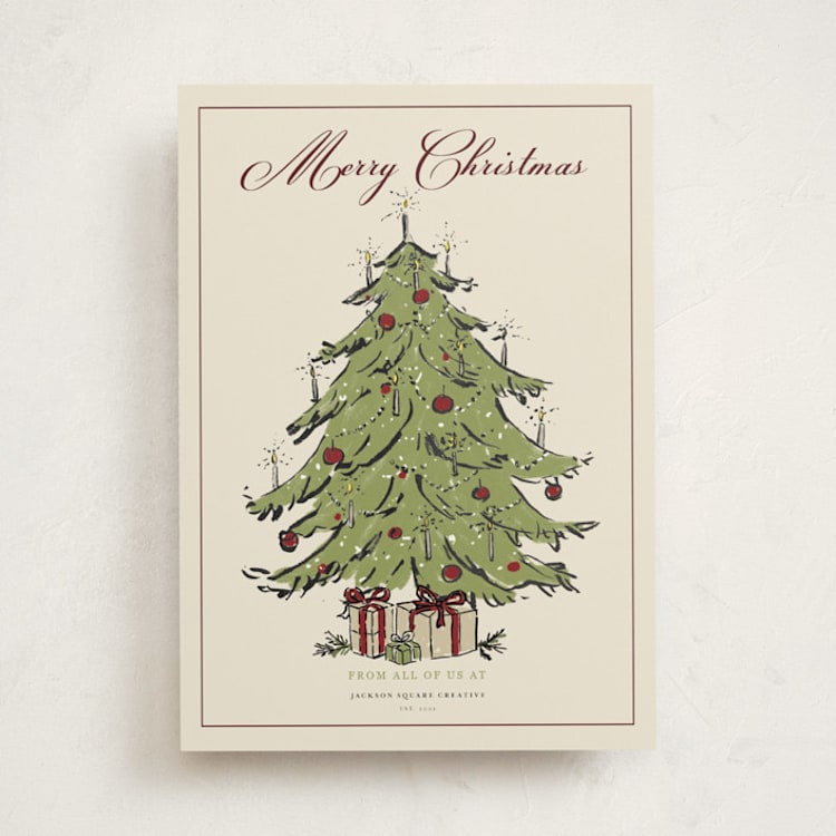 "Nostalgic tree" - Holiday Cards in Lime by Cass Loh - Front