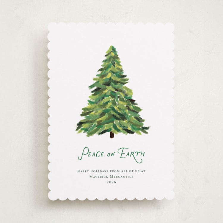 "A Peaceful Tree" - Holiday Cards in Snow by Erika Firm - Front