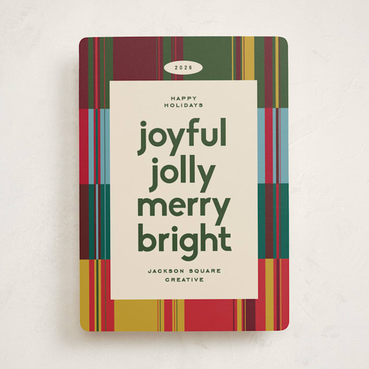 "Vibrant Plaid" - Holiday Cards in Holly by Owl and Toad - Front