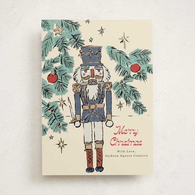 "Nutcracker Wishes" - Holiday Cards in Blue Spruce by Cass Loh - Front