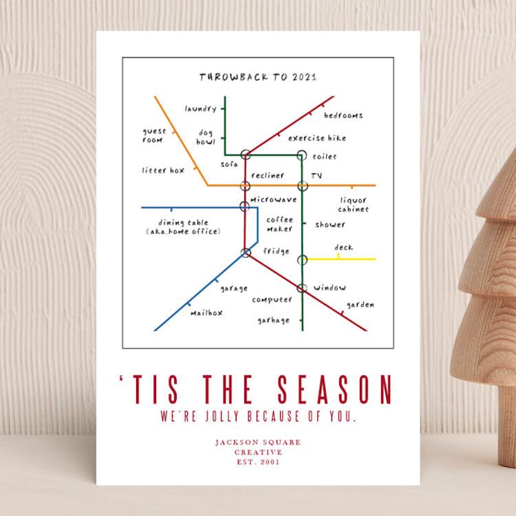 "metro map WFH" - Holiday Cards in Santa Suit by Deborah Chou - Front