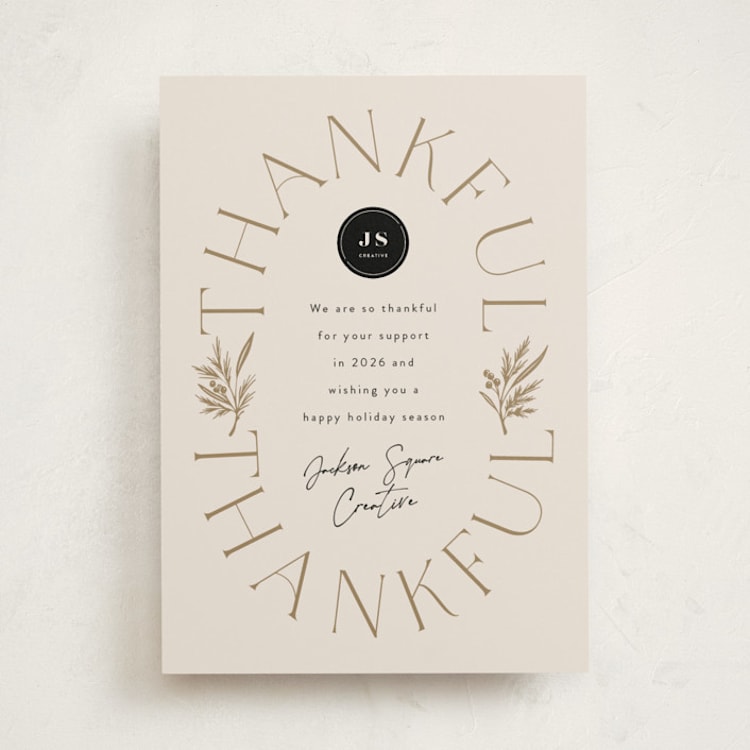 "Thankful For You" - Holiday Cards in Eggnog by Leah Bisch - Front