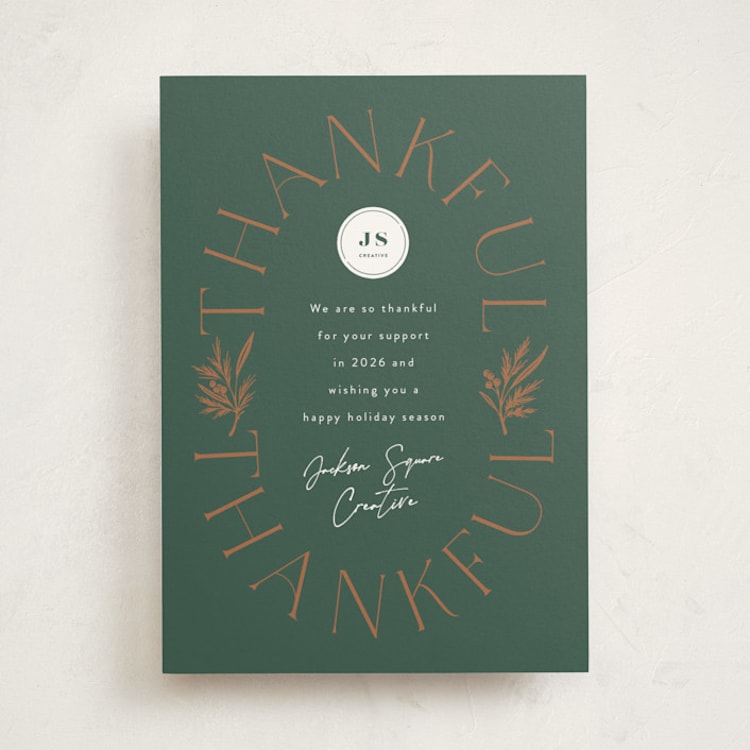 "Thankful For You" - Holiday Cards in Forest by Leah Bisch - Front
