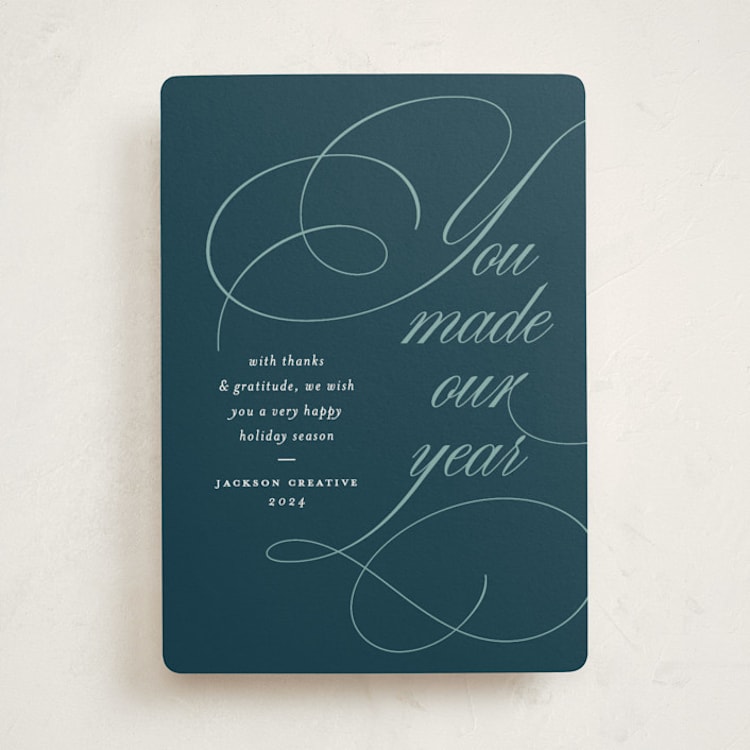 "Wonderful Year" - Holiday Cards in Azure by Louise Kay - Front