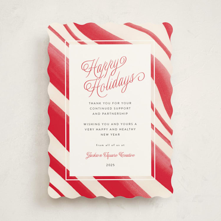 "Peppermint Border" - Holiday Cards in Candy Cane by Erika Firm - Front