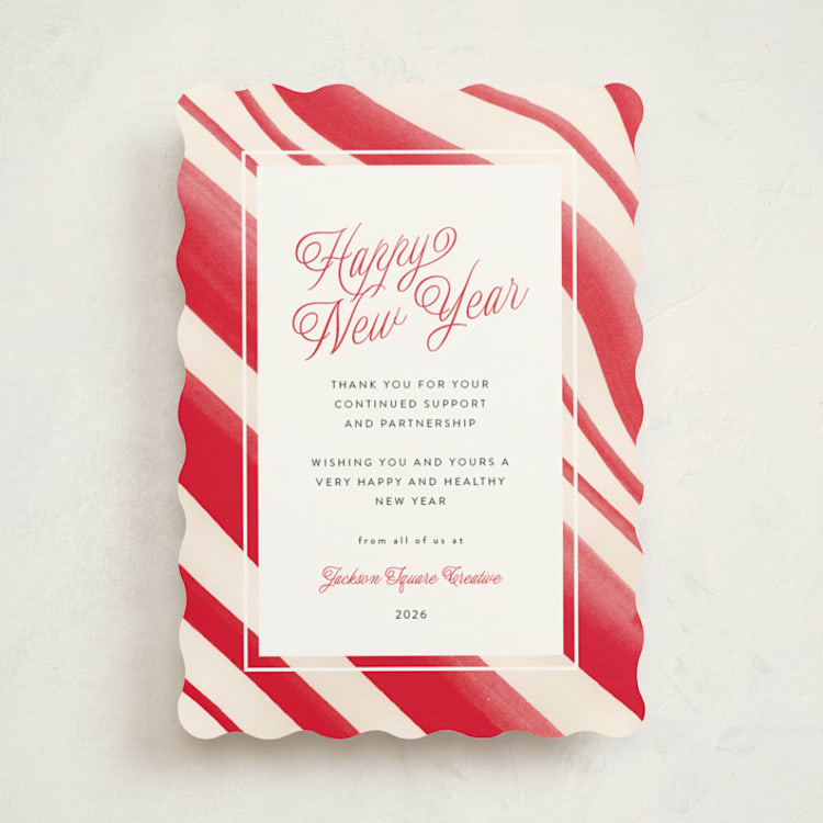 "Peppermint Border" - Holiday Cards in Candy Cane by Erika Firm - Front