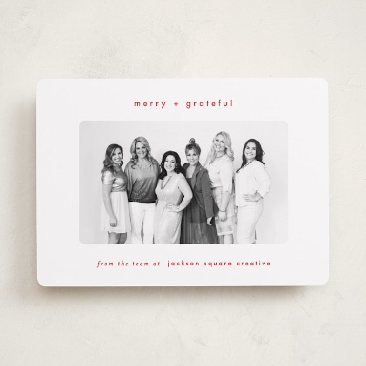 "Simply grateful" - Holiday Cards in Holly Berry by AK Graphics - Front