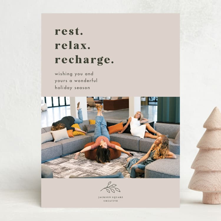 "Rest. Relax. Recharge." - Holiday Cards in Buttercream by Kristen Knechtel - Front