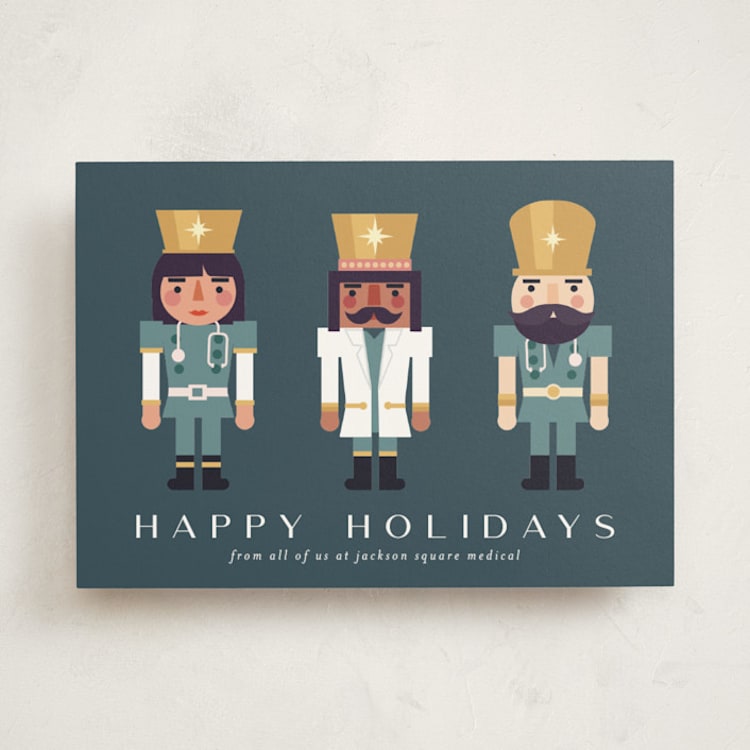 "Dr. Nutcracker" - Holiday Cards in Midnight Teal by Tennie and Co. - Front