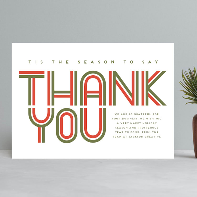 "Retro Thank You" - Holiday Cards in Classic by Amy Payne - Front