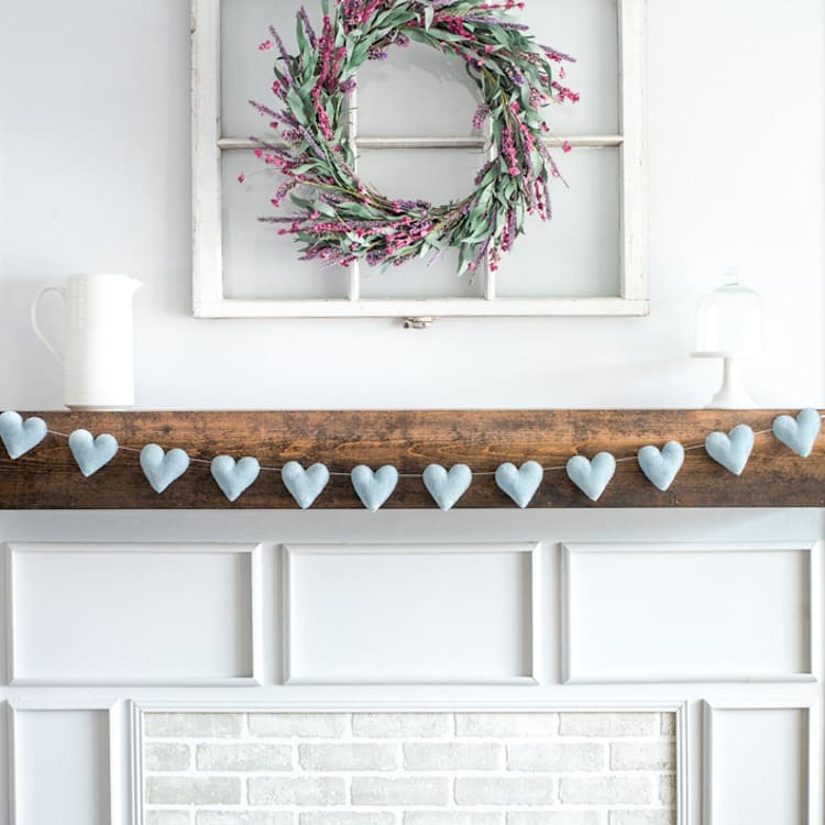 "Heart Garland (Dusty Blue, 6 feet)" - Garlands in blue by Nivas Collection