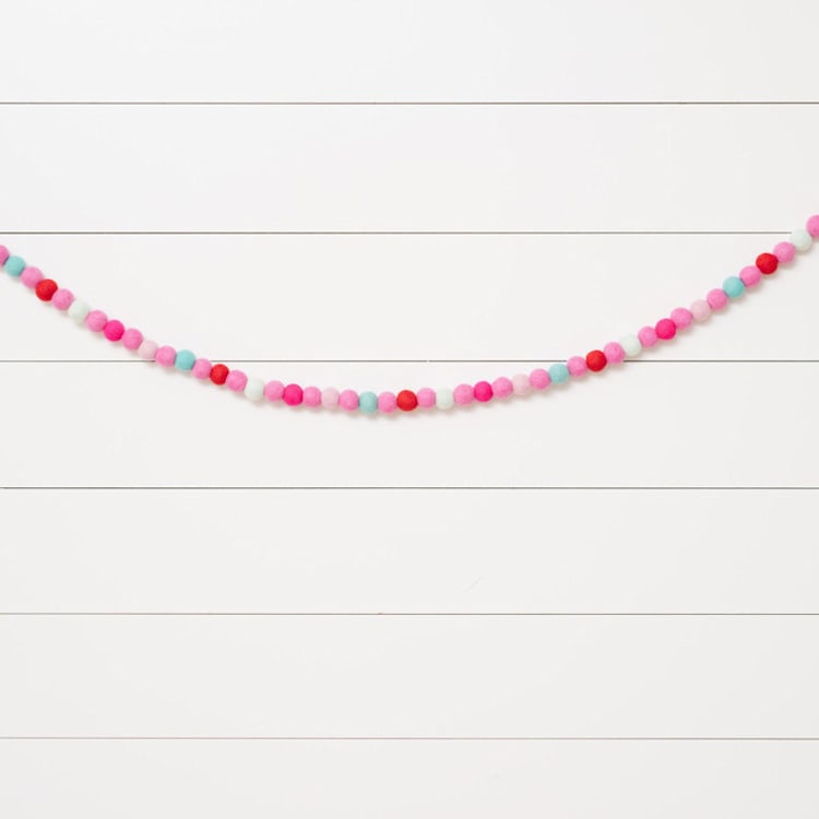 Pretty in Pink Felt Ball Garland by aubry bennion