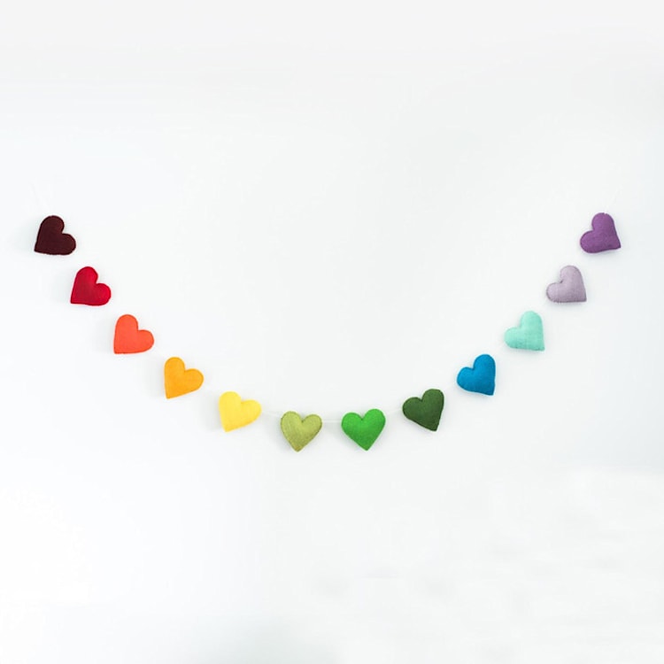 "Heart Garland (Rainbow, 6 feet)" - Garlands in multicolor by Nivas Collection