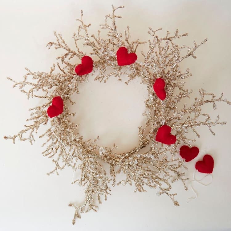 "Red Felt Hearts Garland" - Garlands in red by Aahlada Chennupati