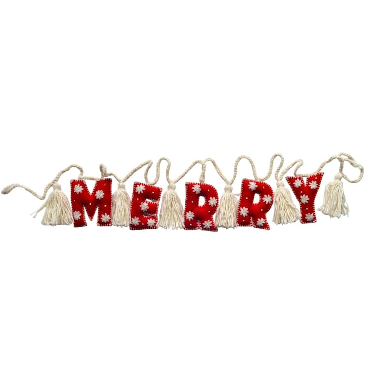 "Merry Garland" - Garlands in red by Melange Collection