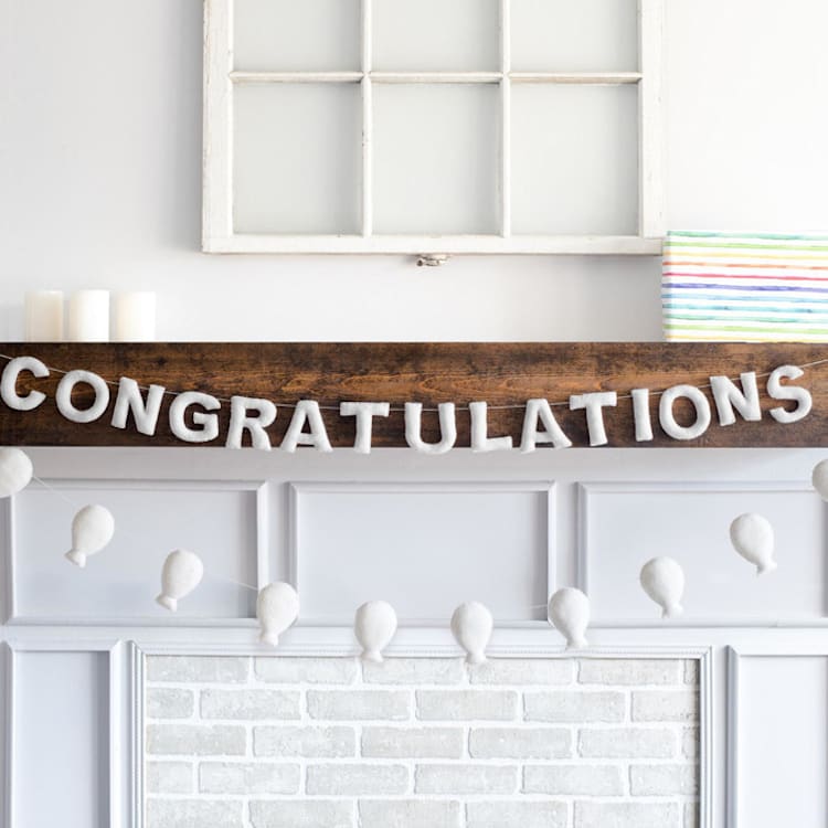 "Congratulations Banner (Off-White, 6 feet)" - Garlands in white by Nivas Collection