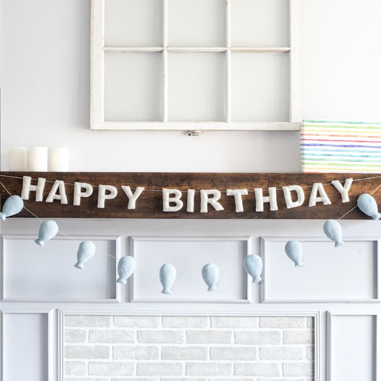 "Happy Birthday Banner (White, 6 feet)" - Garlands in white by Nivas Collection