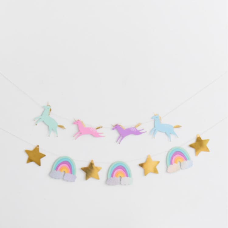 "Magical Unicorn Thingamajigs - Set of 16" - Garlands in multicolor by Jollity and Co