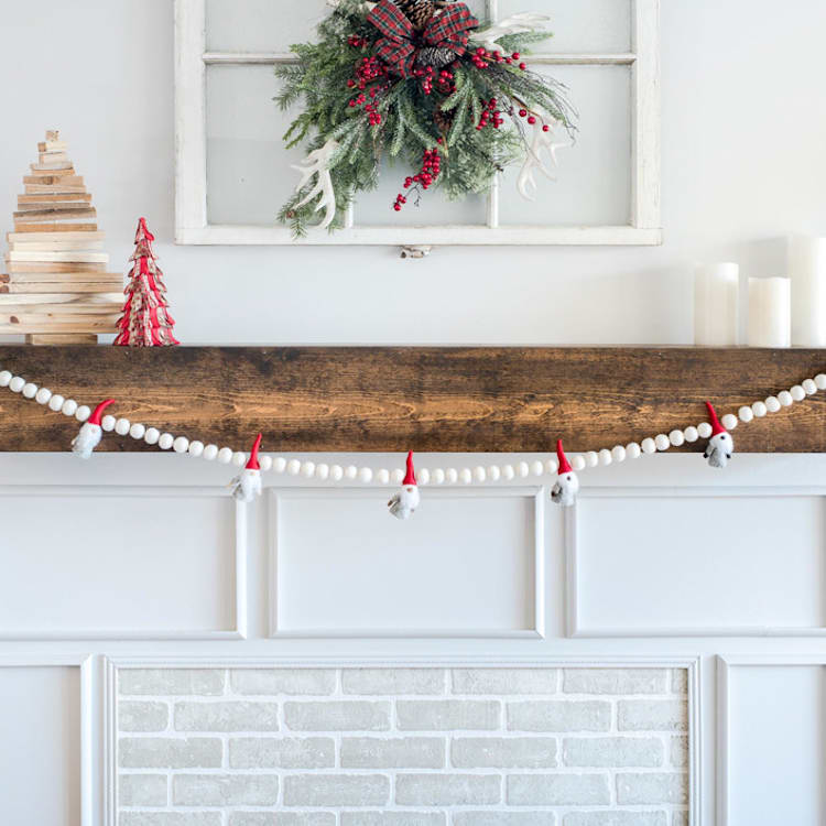 "Gnomes Garland, White + Red, (6 feet)" - Garlands in white by Nivas Collection