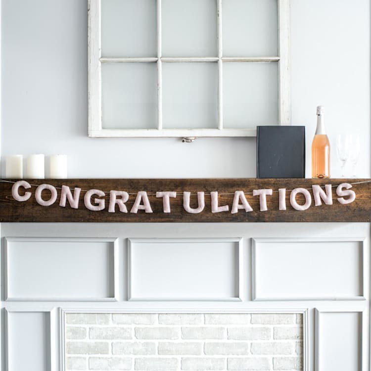"Congratulations Banner (Pink, 6 feet)" - Garlands in pink by Nivas Collection