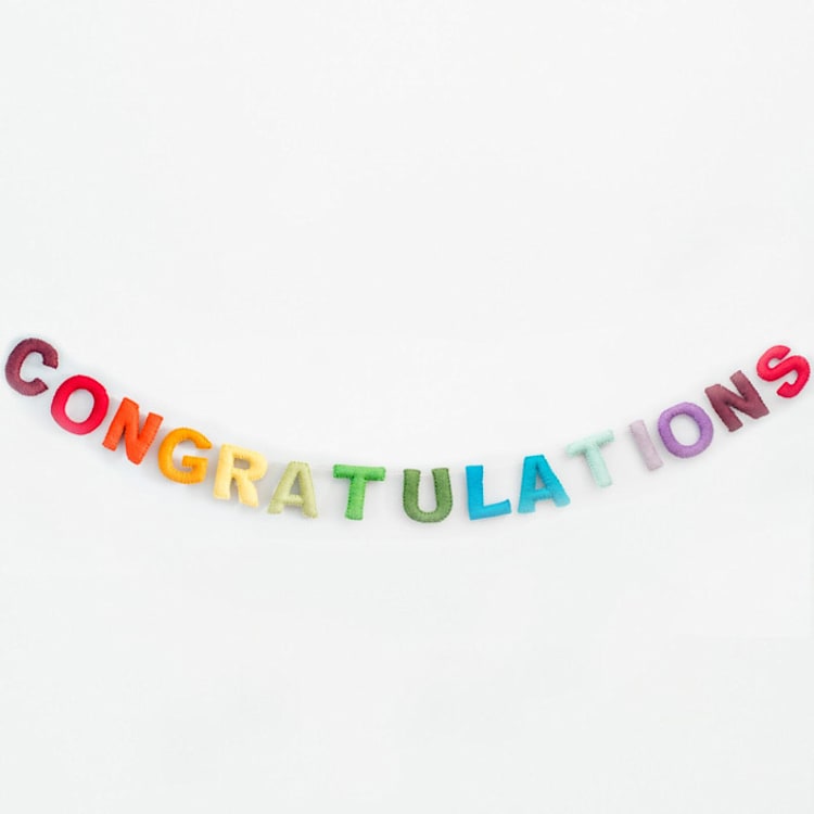 "Congratulations Banner (Rainbow, 6 feet)" - Garlands in multicolor by Nivas Collection