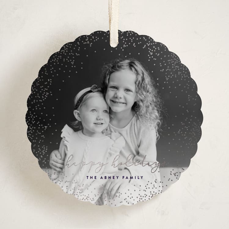 "snowdrift" - Holiday Ornament Cards in Eggplant by Sara Hicks Malone - Front