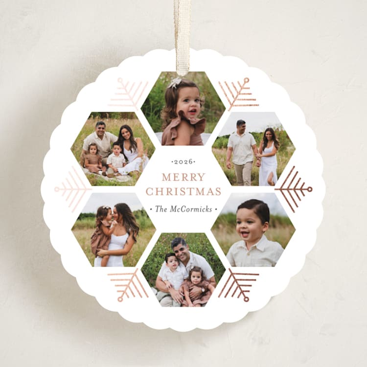 "Hexagon Holiday" - Holiday Ornament Cards in Chestnut by Beth Schneider - Front