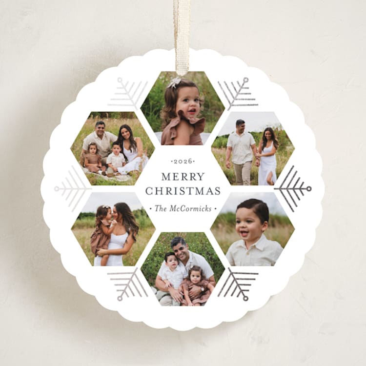 "Hexagon Holiday" - Holiday Ornament Cards in Wintermint by Beth Schneider - Front