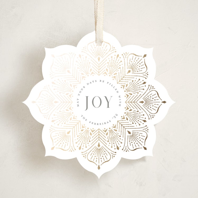 "poinsettia ornament" - Holiday Ornament Cards in Snow by Ana de Sousa - Front