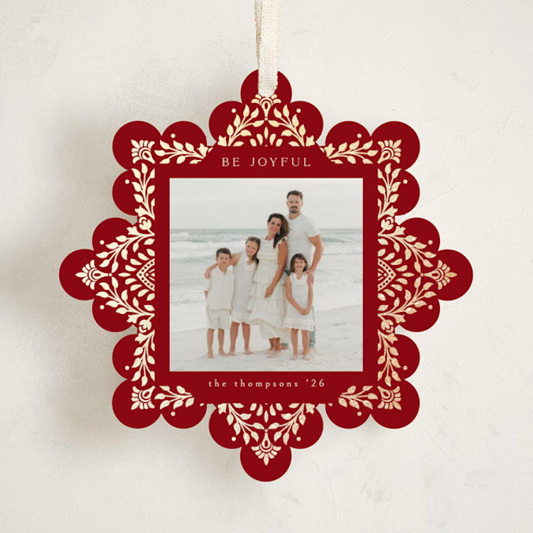 "Beautiful foliage" - Holiday Ornament Cards in Holly Berry by Ana de Sousa - Front