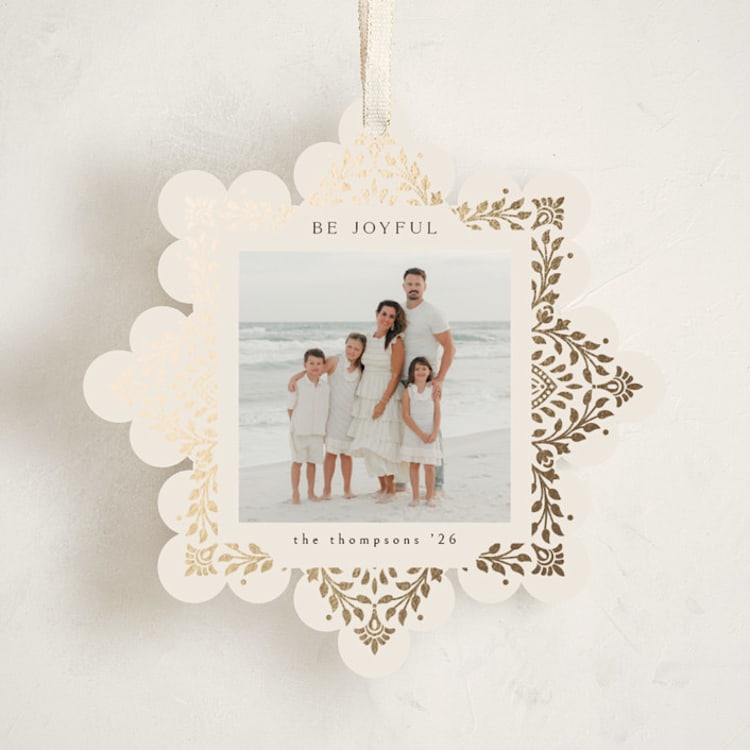 "Beautiful foliage" - Holiday Ornament Cards in Cream by Ana de Sousa - Front
