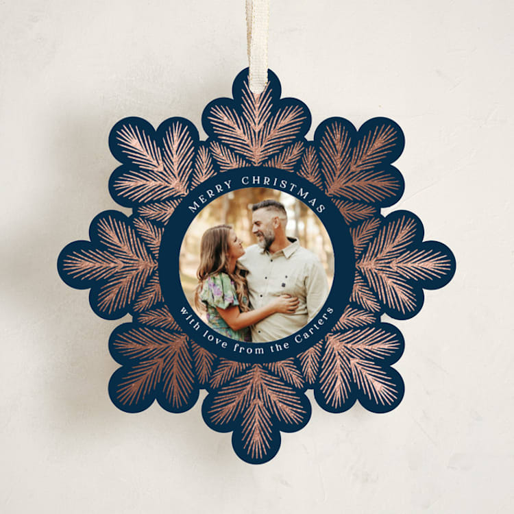 "Tinsel Wreath" - Holiday Ornament Cards in Midnight by Laura Hankins - Front