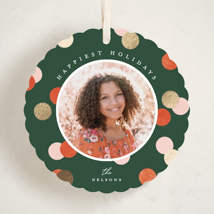 "Happiest Dots" - Holiday Ornament Cards in Fruitcake by Pixel and Hank - Front