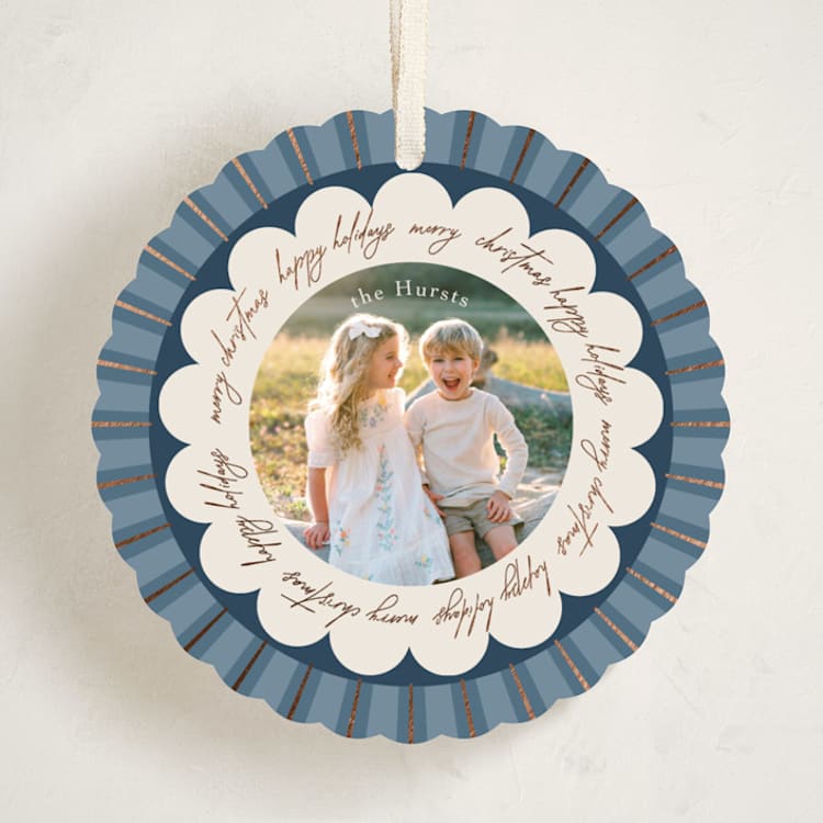 "Scalloped Circle" - Holiday Ornament Cards in Midnight by Kelly Williams - Front