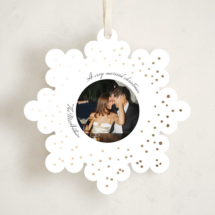"A Very Married Christmas Foil Ornament" - Holiday Ornament Cards in Snow by Anna Kasper - Front