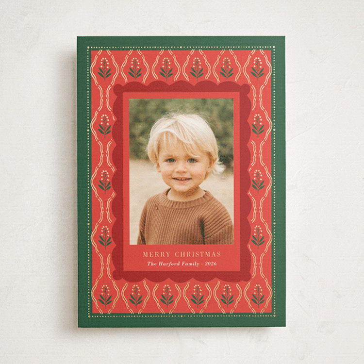 "Holiday Cottage Frame" - Holiday Cards in Cardinal by Oma N. Ramkhelawan - Front