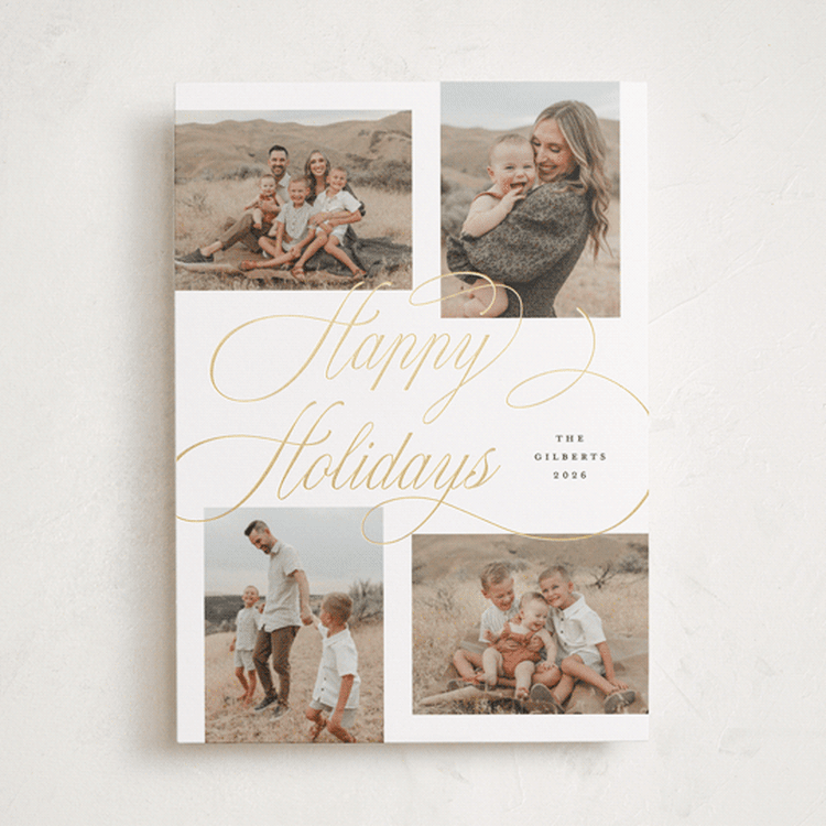"Super Script" - Holiday Cards in Marshmallow by Michelle Taylor - Front